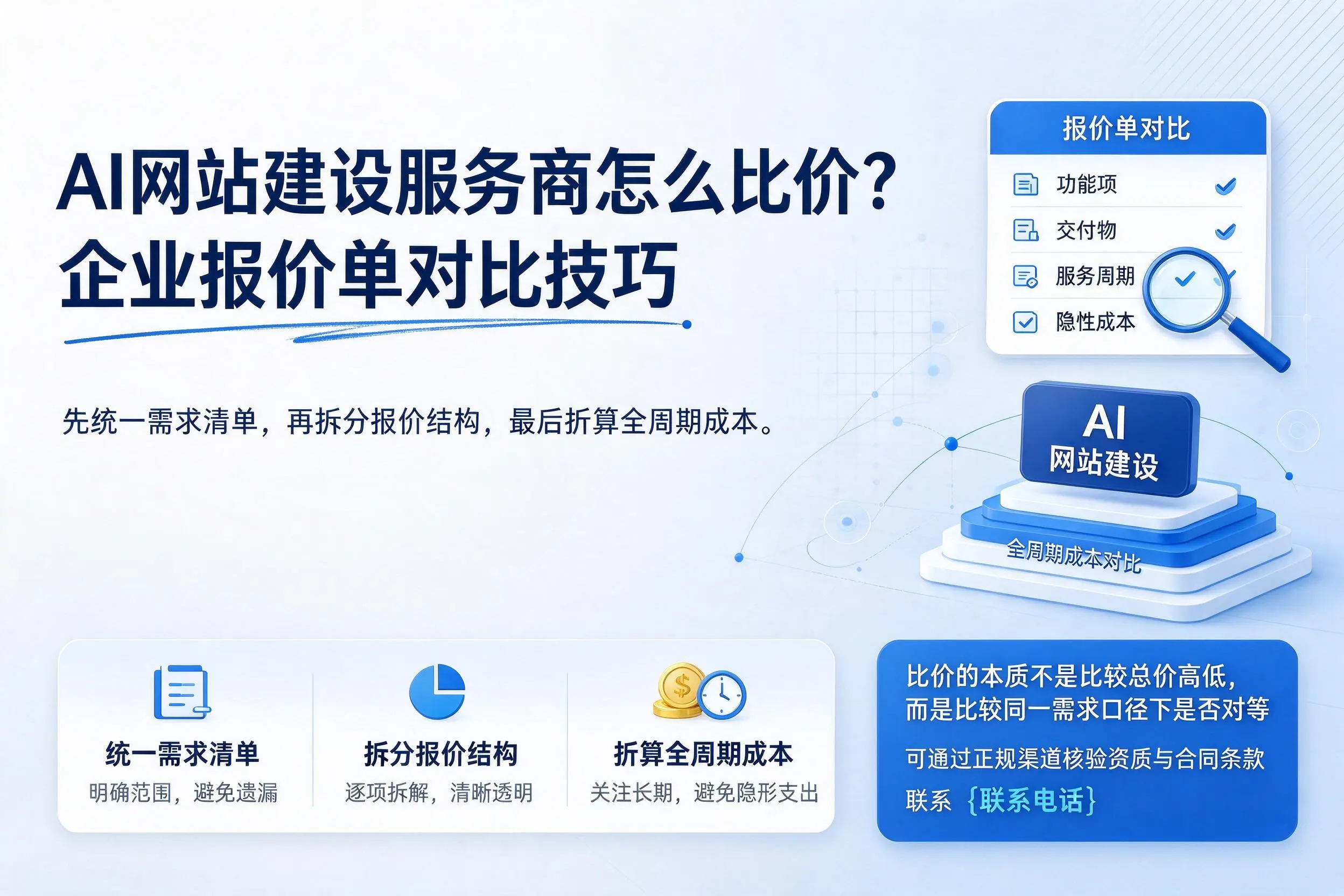 AI网站建设服务商怎么比价?德阳企业报价单对比技巧